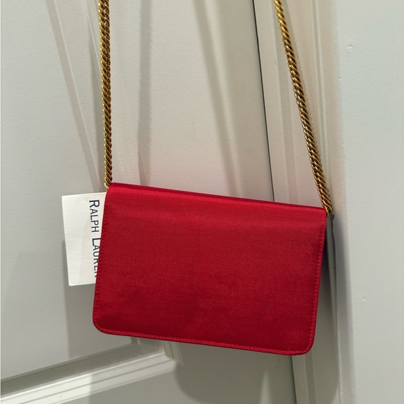 NWT Vintage Red Ralph Lauren Purse with Removable Gold Chain Strap - Picture 8 of 8